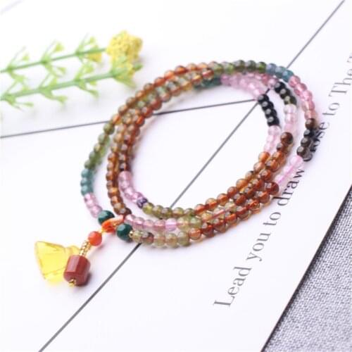 New natural tourmaline bracelet beeswax with tourmaline three-ring bracelet original diy accessories bracelet customized