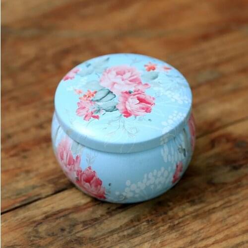 Portable Flower Tea Tin Boxes Wedding Favor Party Decor Supplies Drum Shaped Tea Cans Gift Package LX7191