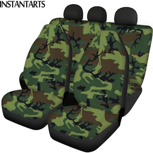 INSTANTARTS Fashion Camouflage Print Anti-Slip Automobile Seats Protector Soft Car Accessories Front&Rear Vehicle Seat Cushion