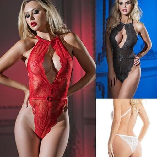 See Through Women Halter Backless Top Sexy Lingerie Mesh Transparent Hot Erotic Underwear Bare Breast Female Bodysuit Shapewear