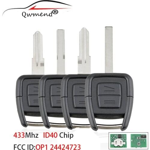 QWMEND OP1 24424723 Remote Car Key for Opel Vauxhall Vectra Zafira ID40 Chip 433Mhz for Opel Key Car 2 Buttons