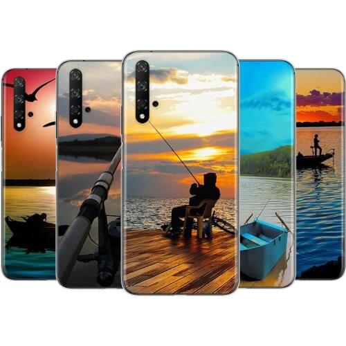 Fishing Lake Sunset Silicone Cover For Honor 9 10 X10 9A 9C 9S 9N 10i 10X 9X Lite Pro 5G Transparent Phone Case