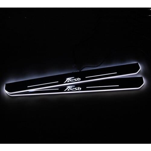 SNCN LED Car Scuff Plate Trim Pedal Door Sill Pathway Moving Welcome Light For Ford Fiesta 2015 2016 2017 2018 Badge Emblem
