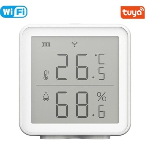 Tuya WIFI Smart Temperature and Humidity Sensor Indoor Hygrometer Thermometer with LCD Display Support Alexa Google Assistant