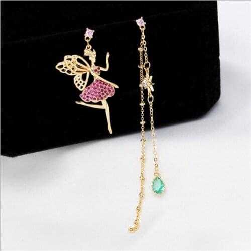 2021 New Korean Type Summer Fashion Jewelry Women Trendy Sliver Earrings Asymmetric Beautiful Elegant Wing Girl Angle Ear Studs