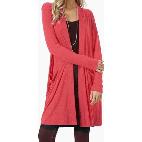 2021 New Female Luxury Long Cardigans Womens Open Front Fly Away Cardigan Sweater Long Sleeve Plus Pockets Loose Drape Coats