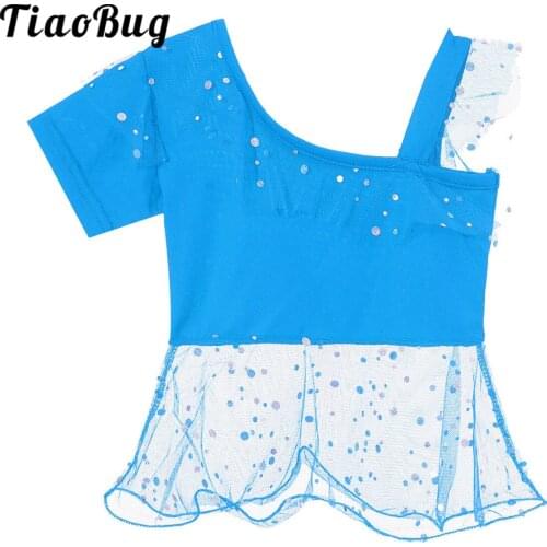 Girls Single Sleeve Dance Clothes Mesh Patchwork Shiny Ballet Indian Dance Belly Dance Color Dot Top Stage Performance Costume