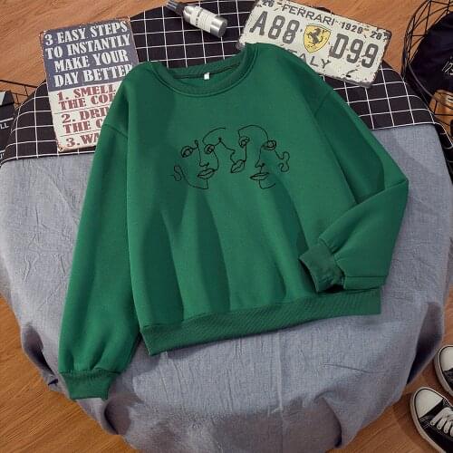 Fashion Line Art Crewneck Sweatshirts Women Aesthetic 90s Hoodie Jumper Tumblr Oversized Pullover Hoodies Vintage Streetwear