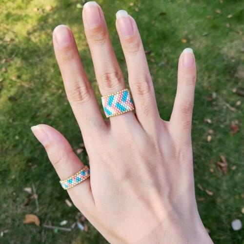 FAIRYWOO Geometric Rings Pink Leopard Luck Ring Set Sweet Rings For Women Bohemian Beach Ring Delica Jewelry Friendship Gifts