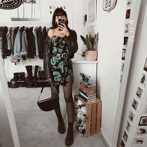 Gothic Backless Female Dresses Dark Sexy Print Bodycon Women Dress Summer Fashion Vintage Streetwear Off Shoulder Mini Dress