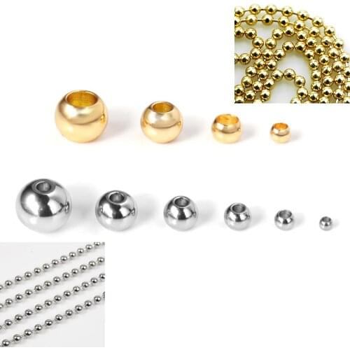 ASON 100pcs/Lot Gold/Silver Color Stainless Steel Spacer Beads Loose Ball for Necklace Bracelet DIY Jewelry Making Supplies