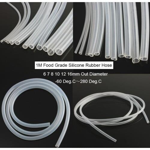 1M Silicone Hose Food Grade Transparent Silicone Tube 6/7/8/10/12/16mm Out Diameter Flexible Silicone Rubber Hose