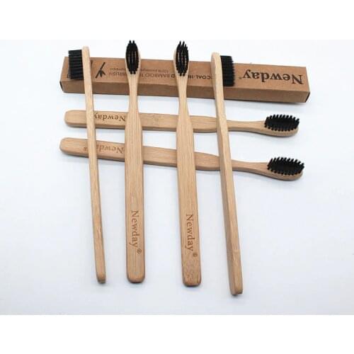 10 Pieces Bamboo Toothbrush for Adults Wood Toothbrush Bamboo Soft-bristle Tip Charcoal for adults oral care LOGO custom tooth