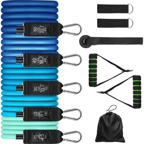 11 Pcs Resistance Bands Set Elastic Rubber Bands Fitness Exercise Tube Bands Pull Up Assist Rope Training Expander Gym Equipment