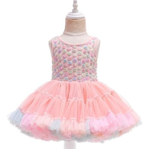 2021 Summer Infant Girl Princess Dress Girl Baby Cute Color Decals Dress Kids Ballet Tutu Dress Toddler Sweet Childrens Clothes