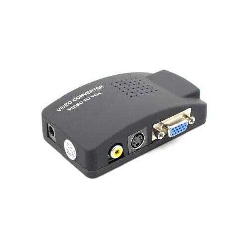 50pcs PC Laptop Composite Video TV RCA Composite S-Video AV To VGA LCD Out Converter Adapter Switch Box