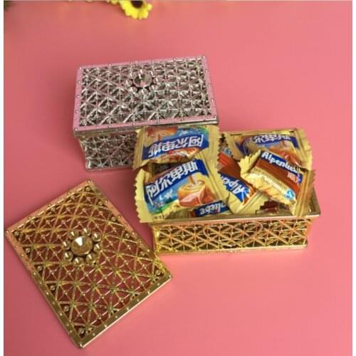 60pcs Gift Boxes for Guests PVC Rectangular Shaped Candy Box Party Favors Boxes Gold Silver Color