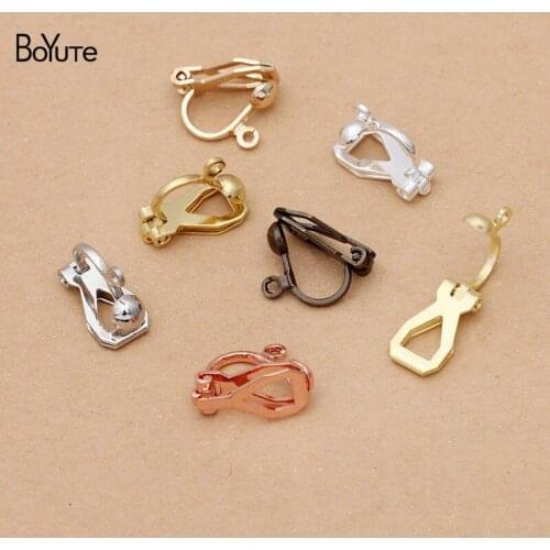 BoYuTe (100 Pieces/Lot) 14*8MM Metal Brass No Pierced Ear Clip with Loop Diy Handmade Earrings Jewelry Accessories