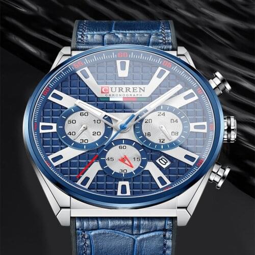 CURREN New Fashion Leather Quartz Wrist Watches for Men 2021Luxury Chronograph with Luminous Hands Clock Male Wristwatches