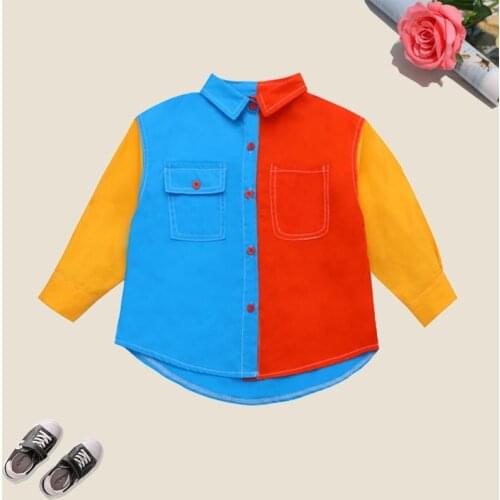 Patchwork Autumn Girls Shirts for Kids 2021 Fashion Baby Long Sleeve Clothes Cotton Children Tops for Teens 6 8 10 12 14Y