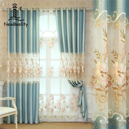 European Luxury Elegant Embroidered Curtains For Living Room High Quality Classic French Window Curtains for Bedroom