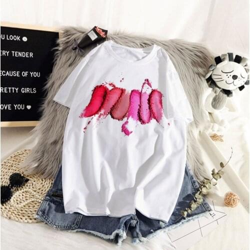 Fashion Rainbow Graffiti Mult T Shirt Women Lovely Print Short Sleeved O-Neck T-Shirt Vintage Ullzang Top Tshirt Harajuku Tops