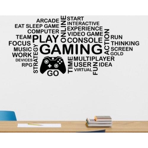 Gamimg Decal Video Game Controller Sticker boy room Play Decal Gaming Posters Vinyl Decals Decor Mural Video Game Wall Sticker