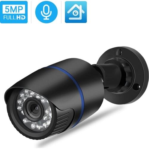HAMROL 5MP ONVIF IP Camera Audio Record Waterproof Outdoor Video Surveillance Camera AI Detection Remote Access XMEye H.265