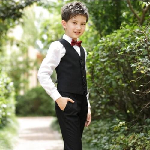 Boys suits for weddings Kids Vest Suits Black Wedding Suits Kids Party Big Children Clothing Set Boy Formal Classic Costume