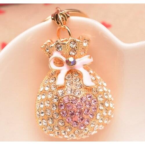 Hot Sale bright wallet trinkets Crystal women key holder romantic colorful heart style wally decorated women key chains KX461