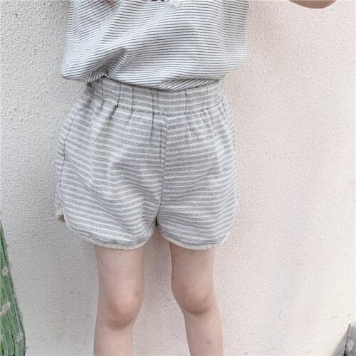 Girls Cute Shorts 2021 New Summer Korean New Baby Girl Striped Printed Casual Short Pants Childrens Casual Short Pants 2-7 Year