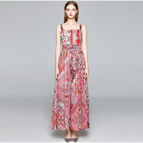 WTIANYUW 2021 Runway Designer Floral Print Maxi Dress Luxury Summer Strap Chiffon Long Party Night Dresses With Sashes Vestidos