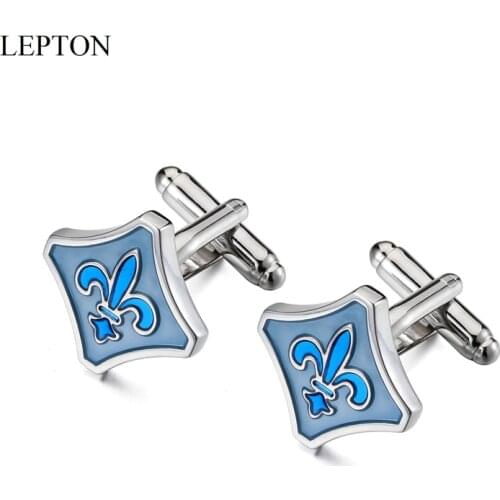 Lepton Fleur De Lis Cufflinks Blue Fleur-De-Lis Cufflink Gift for Men/Fathers Day/Lover/Friends/Wedding/Anniversaries/Birthdays