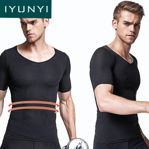 IYUNYI Men Body Shapers Shapewear Waist Slimming For Men Waist Trainer Modeling Strap Corset Shapewear Male Compression T Shirt