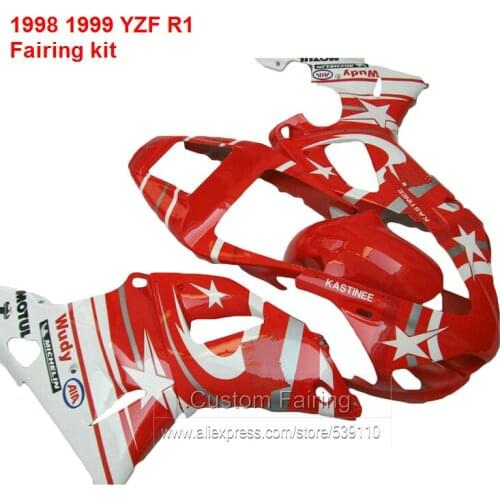 Star Fairing kit For YAMAHA YZF R1 1998 1999 model 98 99 ( red & custom decal ) yzfr1 Fairings free custom CN63