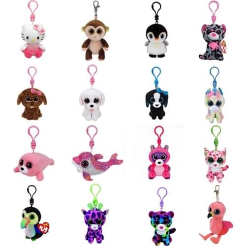 New Ty Beanie Boos Big Eyes Keychain Pendant Unicorn Leopard Crow Monkey Soft Plush Backpack Decor Doll Birthday Gift For Kids