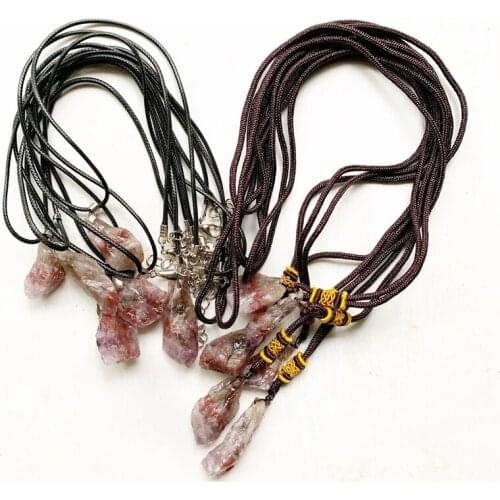 Natural Auralite Healing Crystal Energy Pendant Necklace Rough Auralite 23 Stone Raw Necklace Rope Jewelry Dropship