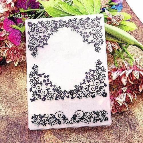 PANFELOU Easter Flowers in a maze Embossing folders Plastic For Scrapbooking DIY Template Fondant Cake Photo Album Card Making