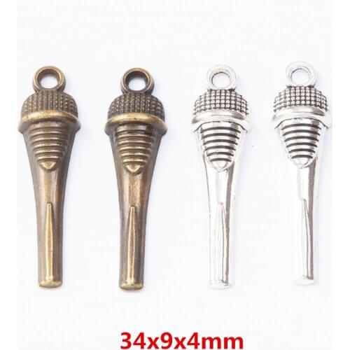 45 pieces of retro metal zinc alloy microphone pendant for DIY handmade jewelry necklace making 7537