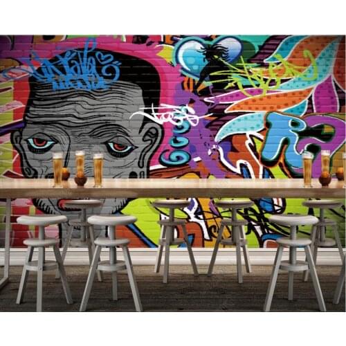 Custom photo mural 3d wallpaper Street graffiti inkjet bar KTV tooling living room wallpaper for walls 3 d home decor