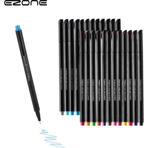 EZONE 24/48colors Pen Fine Line Color Water-based Hook Line Pen Painting Set Hand Account Marker Highlighter Student Stationery