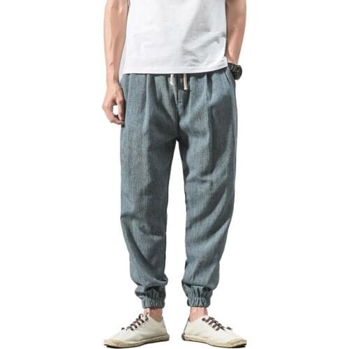 Casual Harem Pants Men Jogger Pants Solid Color Drawstring Summer Loose Mid Rise Pockets Trousers Male Harajuku 2021 Streerwear