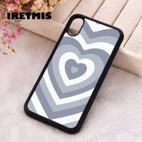 Iretmis 5 5S SE 2020 Phone Cover Case for iPhone 6 6S 7 8 Plus X Xs XR 11 12 Mini Pro Max Silicone Grey Illusion Hearts