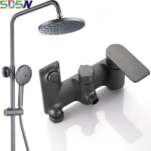 Modern Kindom Grey Bathroom Shower System Bath Faucet ABS Shower Head Adjustble Height Hot&cold Bathroom Shower System Faucet