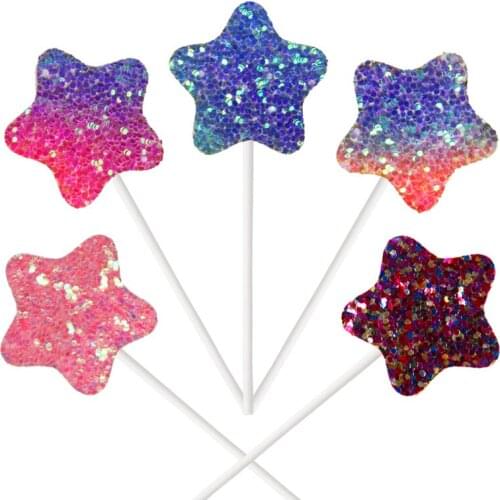 30pcs Lovely Glitter Star Cupcake Toppers Birthday Cakes Topper Picks Kids Birthday Wedding Party Decoration Baby Shower Favors