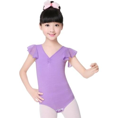 Newest Summer Girls Dance Clothes Children Gymnastics Leotard Kids Dance Ballet Underwear Practice Leotard Costumes Chiffon