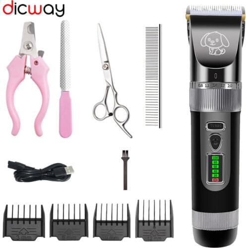 Dicway Dog Trimmer Professional Dog Hair Cutting Machine Cutter Electric Pet Clipper For Animals Dog Grooming Clippers For Cats