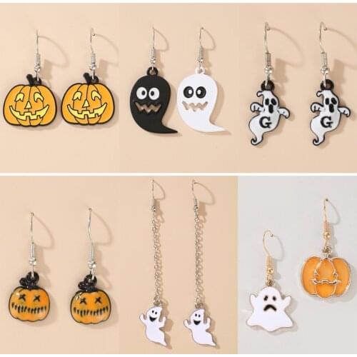 Halloween Jewelry Accessories Women Punk Earring Ghost Pumpkin Long Drop Hook Earrings Fashion Funny Party Jewelry Gift