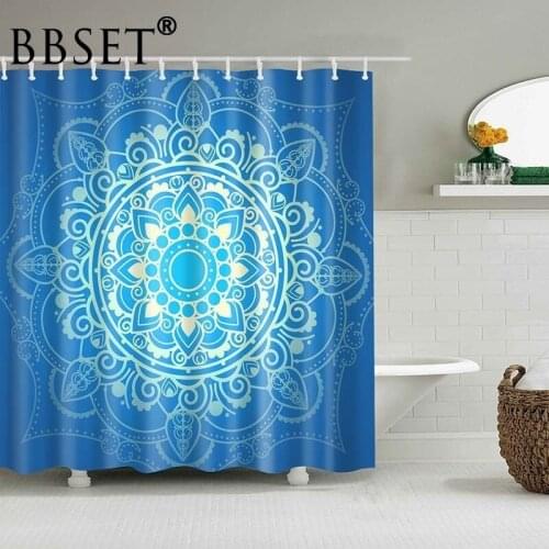 Bohemian Style Shower Curtain Magical Graphics on The Blue Screen Pattern Waterproof Multi-size Douchegordijn Bathroom Decor