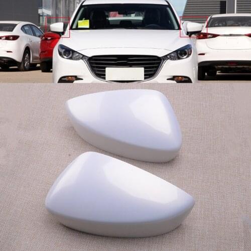 1 Pair Car ABS Pearl White Front Side Mirror Cover Cap Fit for Mazda 3 Sport 2017 2018 2019